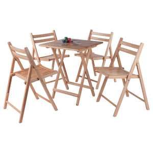 Winsome Wood Delaney 5-piece Folding Table And Chairs Set - Natural Finish, Portable, Easy Storage, No Assembly Needed Natural Solid Wood 42534-winsome-wood