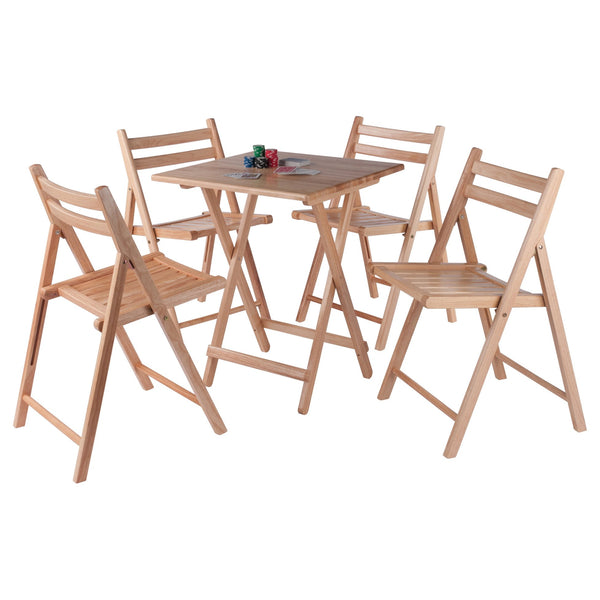 Winsome Wood Delaney 5-piece Folding Table And Chairs Set - Natural Finish, Portable, Easy Storage, No Assembly Needed Natural Solid Wood 42534-winsome-wood