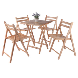 Winsome Wood Delaney 5-piece Folding Table And Chairs Set - Natural Finish, Portable, Easy Storage, No Assembly Needed Natural Solid Wood 42534-winsome-wood