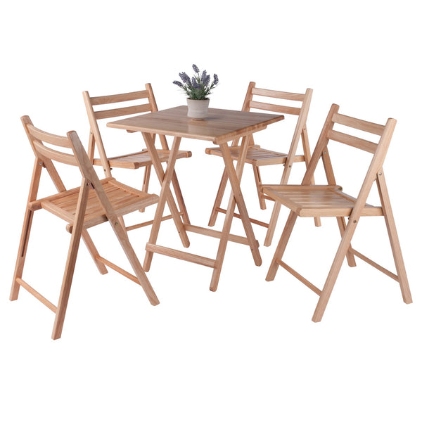 Winsome Wood Delaney 5-piece Folding Table And Chairs Set - Natural Finish, Portable, Easy Storage, No Assembly Needed Natural Solid Wood 42534-winsome-wood