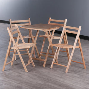 Winsome Wood Delaney 5-piece Folding Table And Chairs Set - Natural Finish, Portable, Easy Storage, No Assembly Needed Natural Solid Wood 42534-winsome-wood