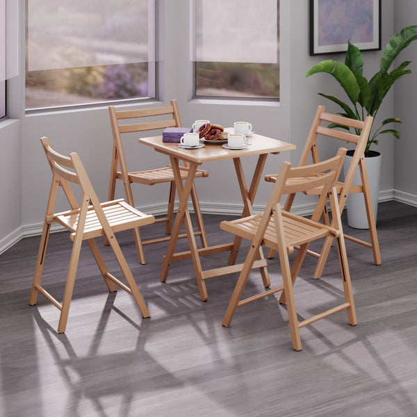Winsome Wood Delaney 5-piece Folding Table And Chairs Set - Natural Finish, Portable, Easy Storage, No Assembly Needed Natural Solid Wood 42534-winsome-wood