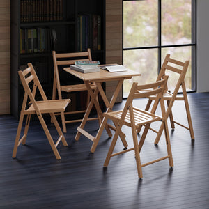 Winsome Wood Delaney 5-piece Folding Table And Chairs Set - Natural Finish, Portable, Easy Storage, No Assembly Needed Natural Solid Wood 42534-winsome-wood