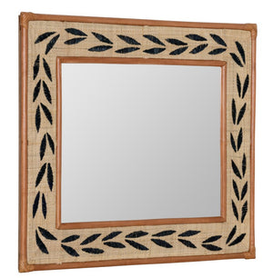 Cooper Classics Ross Woven Sisal Leaf Rectangular Wall Mirror for Coastal Bohemian Interiors 42534