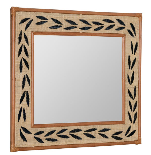 Cooper Classics Ross Woven Sisal Leaf Rectangular Wall Mirror for Coastal Bohemian Interiors 42534