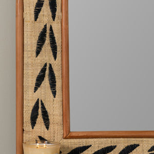 Cooper Classics Ross Woven Sisal Leaf Rectangular Wall Mirror for Coastal Bohemian Interiors 42534