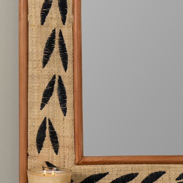 Cooper Classics Ross Woven Sisal Leaf Rectangular Wall Mirror for Coastal Bohemian Interiors 42534