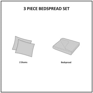 English Elm 3 Piece Reversible Bedspread Set Cream Full/Queen Oversized Quilted Medallion Microfiber, Hypoallergenic, Easy Care B03594959