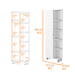 English Elm Los Angeles Linen Cabinet with Five Shelves & Door Cabinet, White Bathroom Storage, Mobile Elegance B128P148737