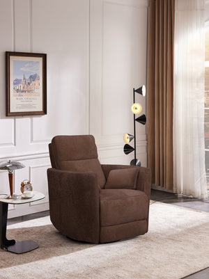 English Elm Man Wah Cozy Microfiber Manual Swivel Recliner - Stylish Chocolate Comfort For Modern Spaces B2707P311392