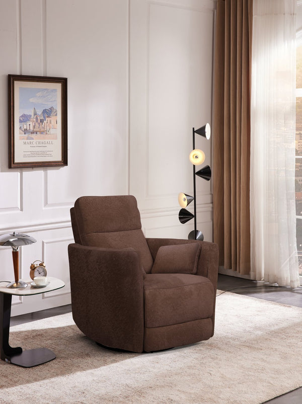 English Elm Man Wah Cozy Microfiber Manual Swivel Recliner - Stylish Chocolate Comfort For Modern Spaces B2707P311392