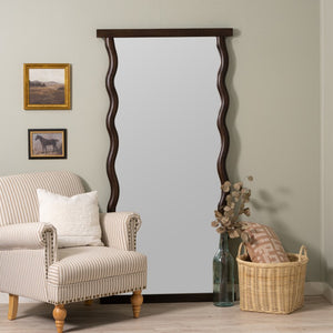 Cooper Classics Livia Full Length Hardwood Floor Mirror with Slim Dark Frame for Bedroom or Entryway 42542
