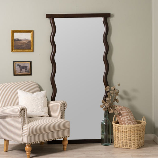 Cooper Classics Livia Full Length Hardwood Floor Mirror with Slim Dark Frame for Bedroom or Entryway 42542