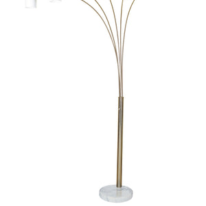 English Elm 84" 5-Head Floor Lamp Brushed Nickel with Marble Base, White Oval Shades, Metal Silver Pedestal LED Ready B072S00003