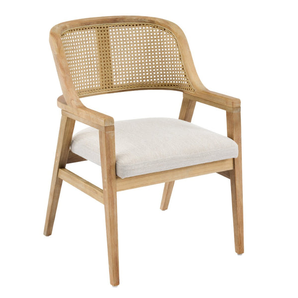 English Elm Mid-century Modern Dining Chairs Set of 2 Rattan Cane Back Rubberwood Upholstered Beige+Natural N768P411344N