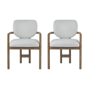 English Elm Christopher Knight Home® - Dining Upholstered Arm Chairs Set of 2 — Rubber Wood Frame, King Louis Backrest, Breathable Fabric Seats, 300 lb Capacity White N779P233060W