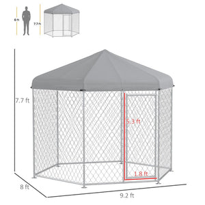 English Elm Pawhut Galvanized Steel Outdoor Dog Run with Lockable Door for Large Breeds W2225P173783