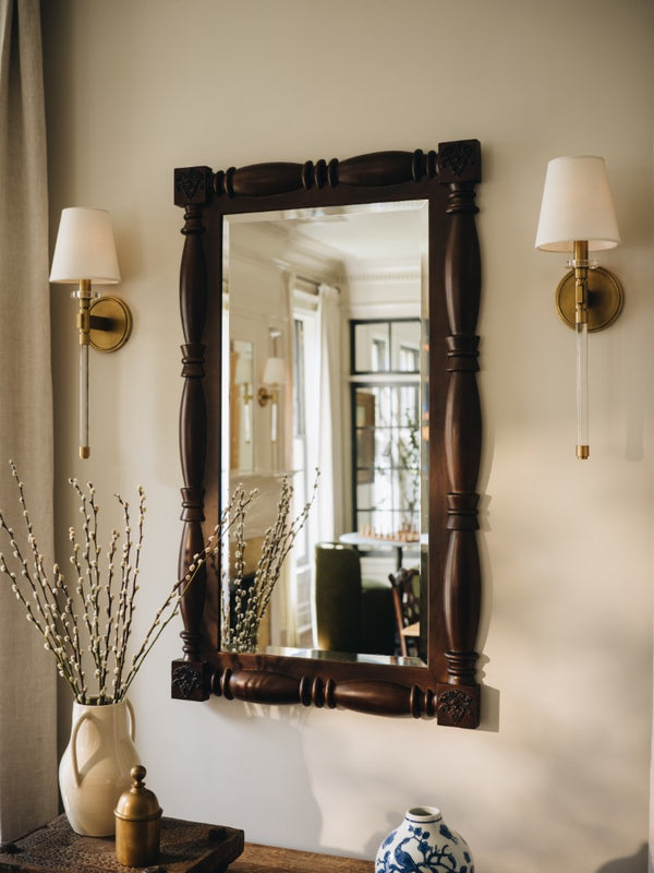 Cooper Classics Stoffer Home Jefferson Rectangular Wall Mirror with Dark Rubberwood Frame for Entryways 42562