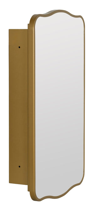 Cooper Classics Jefain Matte Gold Wall Mounted Medicine Cabinet Slim Metal Storage for Modern Bathrooms 42566