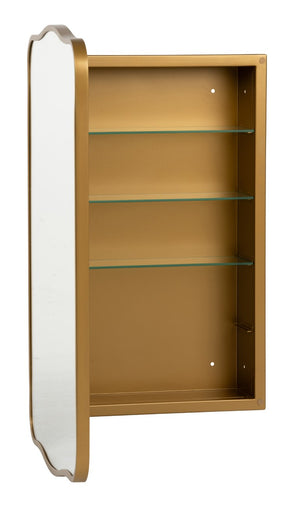 Cooper Classics Jefain Matte Gold Wall Mounted Medicine Cabinet Slim Metal Storage for Modern Bathrooms 42566