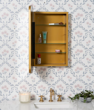 Cooper Classics Jefain Matte Gold Wall Mounted Medicine Cabinet Slim Metal Storage for Modern Bathrooms 42566
