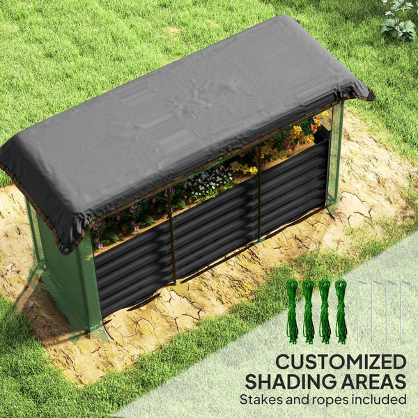 English Elm Galvanized Steel Raised Garden Bed with Hdpe Crop Cage and Shade Cloth Kit T3971P422409