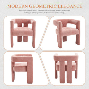 English Elm United We Win Chenille Barrel Accent Armchairs Set of Two for Living Room Dining Pink W1568P389270