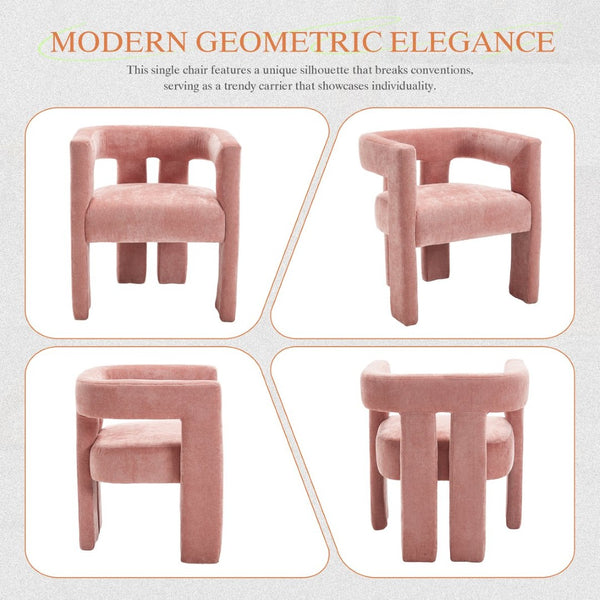 English Elm United We Win Chenille Barrel Accent Armchairs Set of Two for Living Room Dining Pink W1568P389270