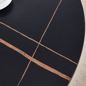 English Elm The 42-Inch Round Gold-Plated Granite Table - Luxurious Sintered Stone For Dining & Meetings, Seats 4-6 W2920S00004-GIGA