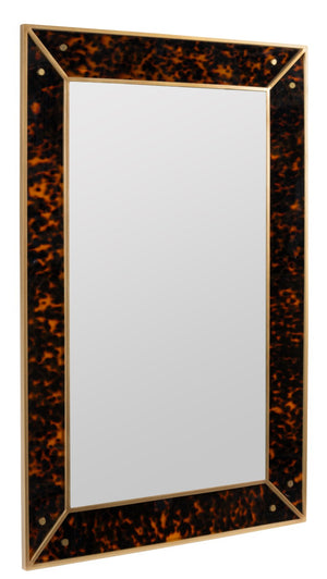 Cooper Classics Cooper Classics Newbury Tortoiseshell Acrylic Wall Mirror with Polished Brass Trim 42594