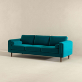 English Elm Ashcroft Furniture - Amber Mid Century Modern Teal Luxury Modern Velvet Sofa