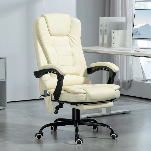 English Elm Vinsetto Ergonomic Home Office Chair with Mesh Back, Lumbar Support, Recline to 135° & Wheels Cream White W2225P250032
