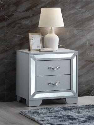 English Elm Murry Silver Mirrored Nightstand with Chrome Handles for Glam Bedroom Decor B078P473042