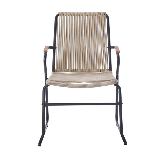 English Elm Christopher Knight Home® - MOONSTONE Light Brown Woven Rope Club Chairs Set of 2 – Powder-Coated Iron Frame, Modern Outdoor Seating N775P251643B