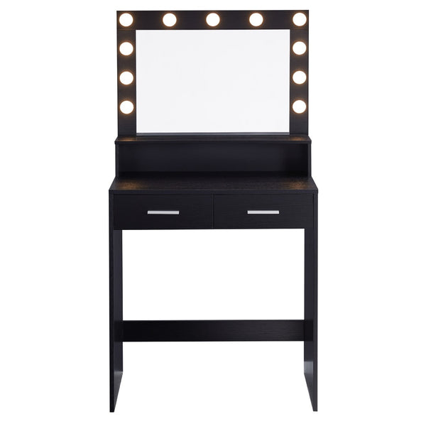 English Elm Vanity Desk With Mirror & Adjustable Lights, Spacious 2-Drawer Dresser For Organized Makeup Routine W2386P369671-GIGA