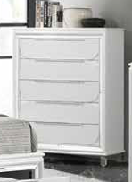 English Elm Tarian Pearl Dresser with Acrylic Crystal Legs and Embossed Fronts, Six Drawers plus Jewelry Trays White 41 L x 20 W x 51 H B2726P269296