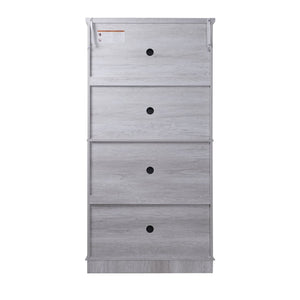 English Elm 67.4"h Mirrored Corner Cabinet Carved Butterfly Doors Adjustable Shelves Entryway Storage Light Gray W2899P374348