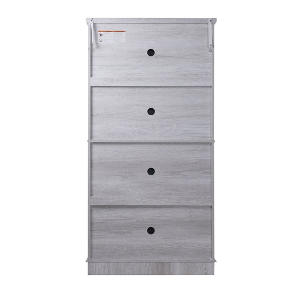 English Elm 67.4"h Mirrored Corner Cabinet Carved Butterfly Doors Adjustable Shelves Entryway Storage Light Gray W2899P374348