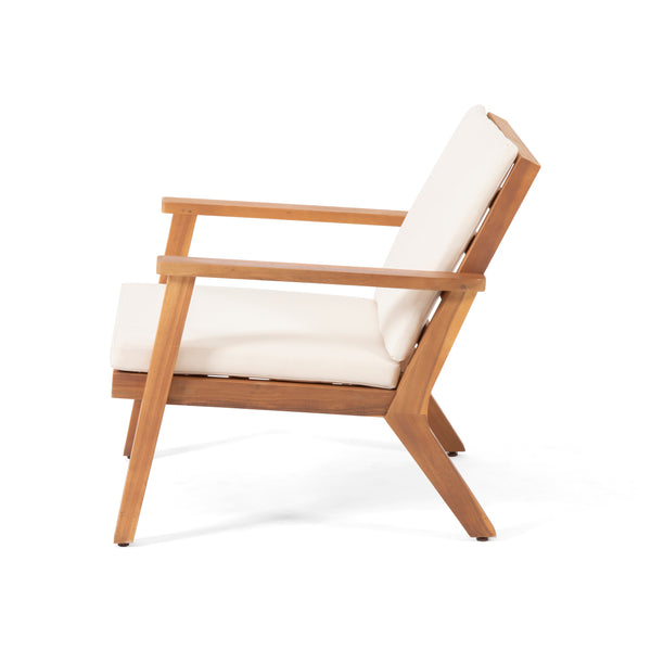 English Elm Christopher Knight Home® - Outdoor Acacia Wood Club Chairs Set of 2 with Water-Resistant Beige Cushions, Open Slat Design, Durable 66464.00CRM
