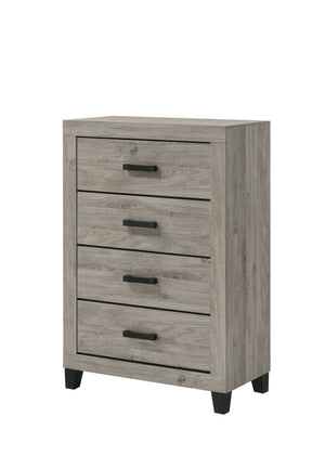 English Elm Mari Contemporary Queen Bed Frame in Gray Wood Finish with 10" Clearance, 220lb Capacity, Slat Support Light Gray 48.3 L x 34.3 W x 19.3 H B2726S00448