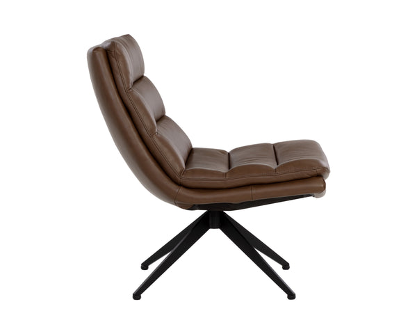 Sunpan Keller Swivel Lounge Chair - Luxurious Mid-Century Modern Design with Genuine Italian Leather Comfort Missouri Mahogany Leather