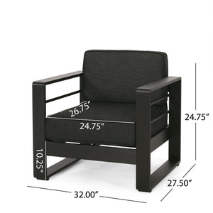 English Elm Christopher Knight Home® - MAYA Modern BAY MP1 Club Chair Dark Gray Aluminum Frame Weather-Resistant Patio Accent Seating 33.5"L 69967.00