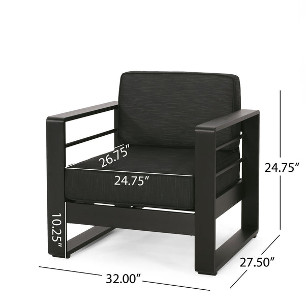 English Elm Christopher Knight Home® - MAYA Modern BAY MP1 Club Chair Dark Gray Aluminum Frame Weather-Resistant Patio Accent Seating 33.5"L 69967.00