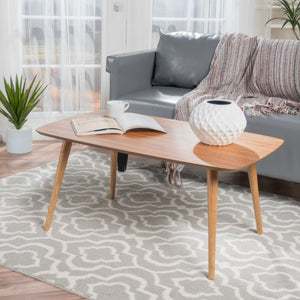 English Elm Christopher Knight Home® - Coffee Table - Mid-Century Modern Rectangular Design, Durable Mindi Veneer, Natural Finish, Versatile N771P256410K
