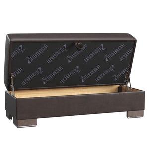 English Elm Primenest Skyhaven Upholstered Storage Ottoman - Stylish & Functional For Small Spaces, Brown-Pu B030P280959-GIGA