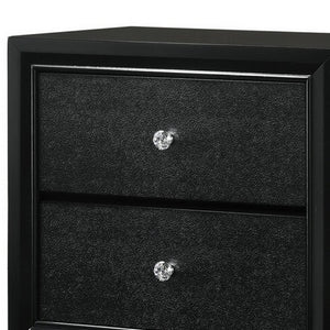 English Elm Wood and Metal Two Drawer Nightstand with Felt Lined Storage for Modern Bedrooms B056P416780