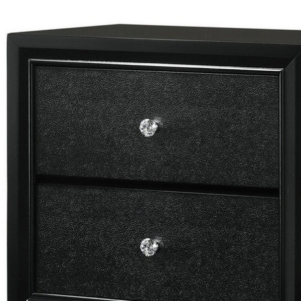 English Elm Wood and Metal Two Drawer Nightstand with Felt Lined Storage for Modern Bedrooms B056P416780