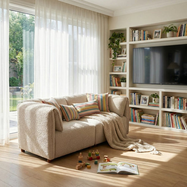English Elm Aura Boucle Modular Sectional Sofa Low Profile 2 Seat Contemporary Living Room N773P386676S