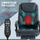 English Elm Vinsetto Pu Leather Massage Office Chair With 6 Vibration Points, Heated Reclining Computer Chair With Adjustable Height, Footrest, Gray