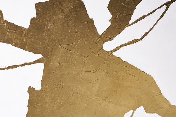 Sunpan Fractured Fix Wall Art - Hand-Painted Gold Textured Canvas with Stunning Movement & Unique Style